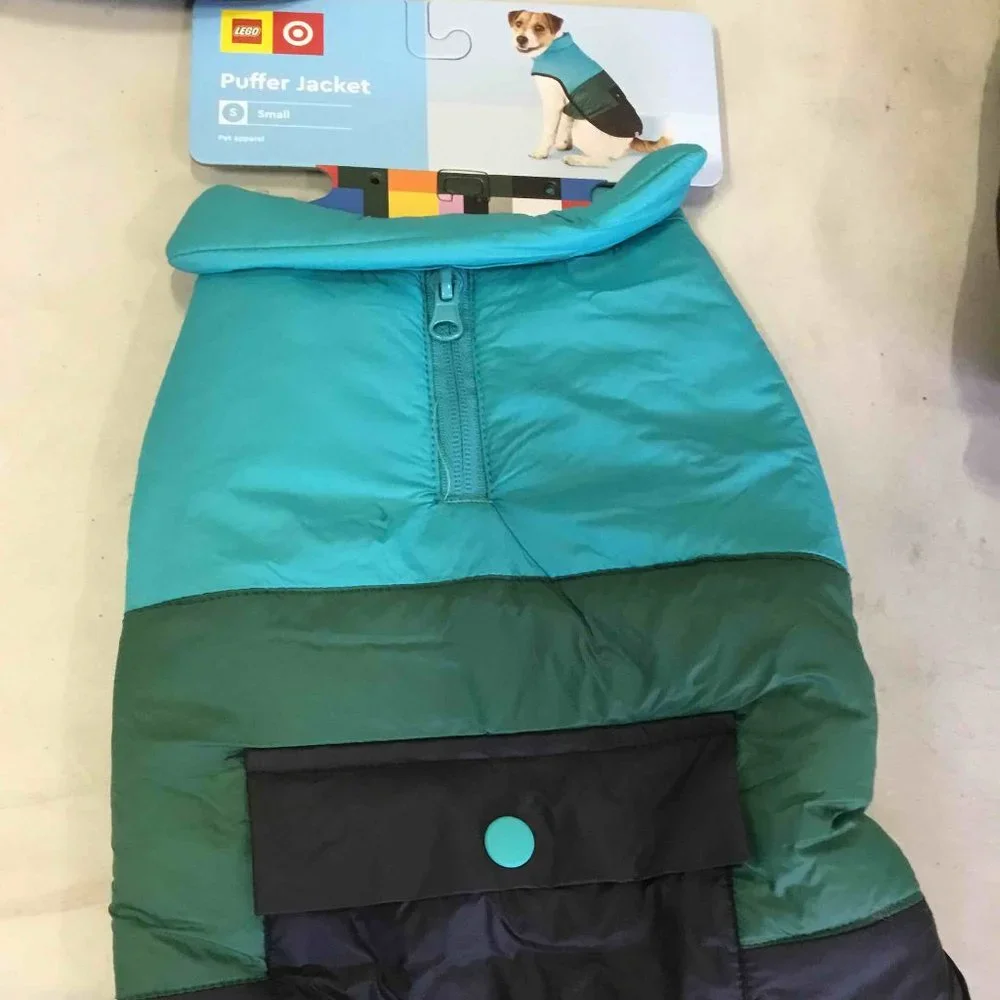 LEGO Collection Dog and Cat Color Block Puffer - Black/Green/Teal